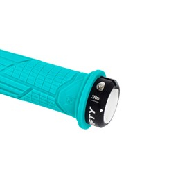 FIFTY-FIFTY MTB Grips, Bicycle Grips Made of Non-Slip Rubber, Single Lock-on Bicycle Grips / Handlebar Grips MTB for Mountain Bike, Enduro, Downhill, Trail, E-Bike (Turquoise