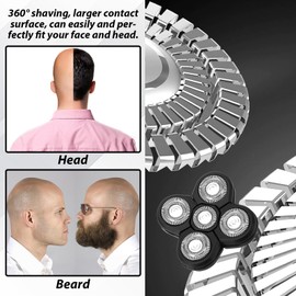 4 Pack Head Shaver Replacement Blades, 5 Blades Shaver Replacement Heads for Bald Men Universal Head and Face Electric Razor Kit with 4 Cleaning Brush