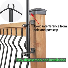 Antsky 2 Pack Stainless Steel String Light Deck Railing Holder Pole with SS Screws for Wood Posts, 6.5FT, Outdoor(Black Finish)