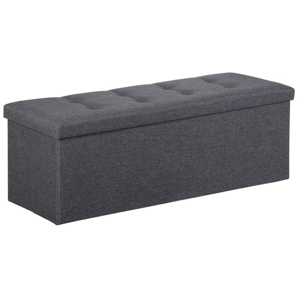 SUPER DEAL Folding Storage Ottoman Bench, 43 Inches Footrest with