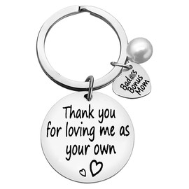 StepMom Keyring Gift Appreciation Gift for Step Mother Mother in Law Gifts Bonus Mom Keychain Thank You for Loving Me Keyring Christmas Birthday Mothers Day Gift from Step Daughter Son