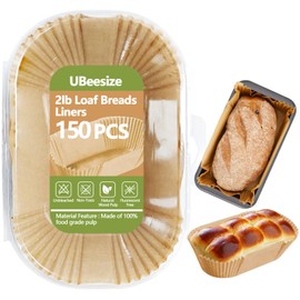 UBeeize 2lb Loaf Pan Liners, 150 PCS Loaf Pan Liners for Baking Bread 9x5, Non-Stick Bread Pan Liners, Pre-formed Rectangle Paper for Bread and Cakes