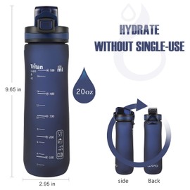 Opard Sports Water Bottle, 600ml BPA Free Non-Toxic Tritan Plastic Drinking Bottle with Leak Proof Flip Top Lid for Gym Yoga Fitness Camping
