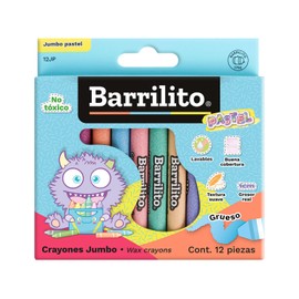 Barrilito Crayones JUMBO Pastel, 12 colores. 12JP