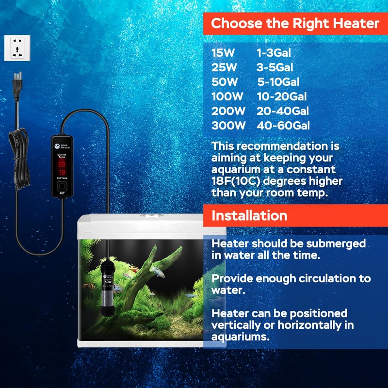 AquaMiracle 15W Small Aquarium Heater Fish Heater, Super Mini Fish