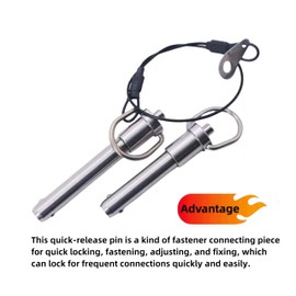 Generic Stainless steel ring quick-release pin, Grip button locking pin, ball locking pin with safety rope (Dia:1/2, L:3-1/2in), sliver