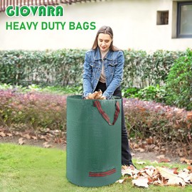 3 x 120L Garden Waste Bags,Waterproof Heavy Duty Large Refuse Sacks with Handles,Foldable and Reusable (3)