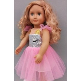 JustAskJoyce Collection Princess Playtime, Tulle, Pinky-Peach, Unicorn Princess +Unicorn for 18" Dolls