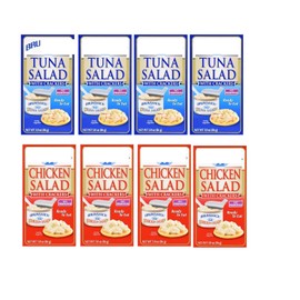 Tuna and Chicken Salad with Crackers Kit Ready to Eat with Spoon Convenient Protein Shelf Stable for Lunchboxes Office Camping Picnic Summer Home Healthy Snacks 3oz Pack of 8 w/Tote & Bonus Porte Pot