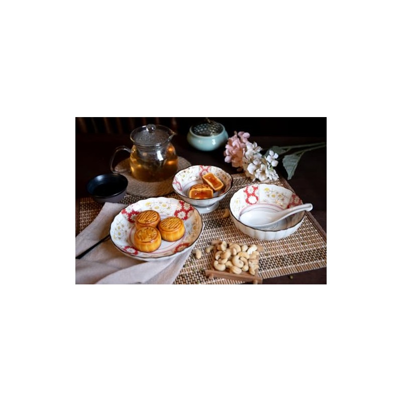 Awasaka JP88-D01 Japanese Tableware, Japonica Chrysanthemum Flower, 45 Small Bowls,