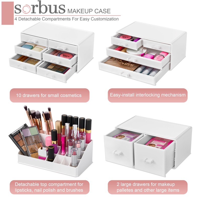 Sorbus Large Makeup Organizer - Stackable Jewelry & Makeup Organizer