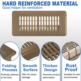 6-Position Tilt Vent Deflector & Floor Vent Cover, 2 Pack, 4x10 Floor Register, Tool‑Free Install, Adjustable Vent Covers for Home Floor, Office & Ceiling (Brown)