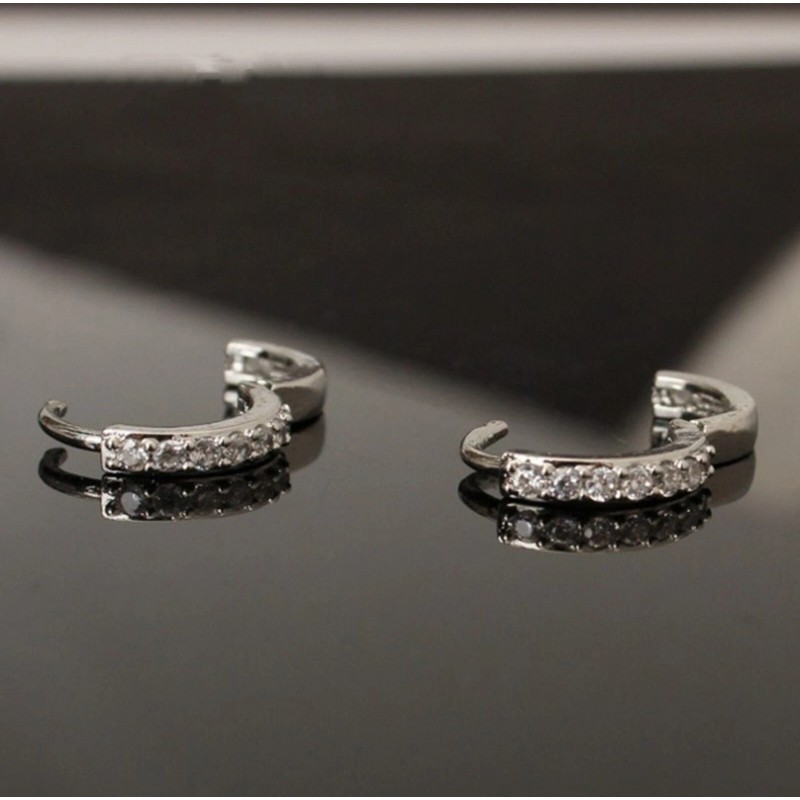 Small Hoop Earring Silver Plated Cubic Huggie Earrings For Women