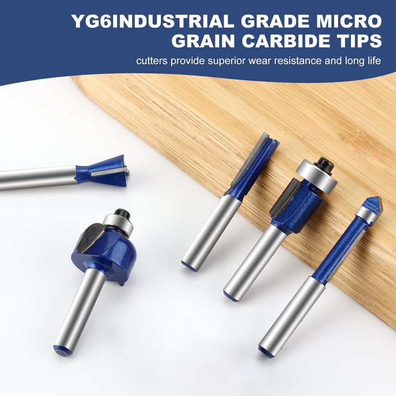 Yueqing Zhongji 1/4 Inch Router Bits Set 15 Tungsten Carbide