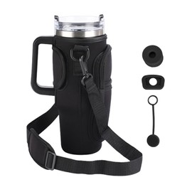 EPCDBBRT 1 Black Cup Holder, 1 Set Of Anti-Spill Plug, Car Cup Holder, Handle Cup Holder With Storage Bag, Adjustable Shoulder Strap, Portable Cup Holder