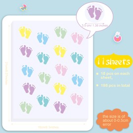 Gilprop 198 Pcs Baby Feet Stickers Envelope Seal Stickers Baby Shower Envelope Stickers Your Invited Stickers for Envelopes for Greeting Invitation Cards Envelope Sealing Birthday Gift Wrapping