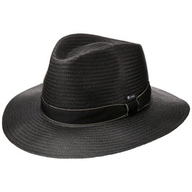 Lipodo Black Traveller Straw Hat Women/Men (Head Height Approx. 10 cm) - Made in Italy - Sun Hat Made of 100% Paper Straw - Men's Hat with Grosgrain Ribbon - Beach Hat Spring/Summer, black