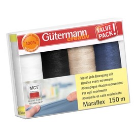 Gütermann - Gütermann Creativ Polyester (4x150m) Maraflex Elastic Sewing Thread Set, Color Variation 1 - 1 Set
