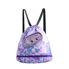 Sarini Drawstring Bag Swimming Bag,Waterproof Swim Bag Girl's Swimming Bag,Dry-Wet Separation Beach Backpack with Zippered Pocket,Shoe Compartment Sports Gym Beach Bag