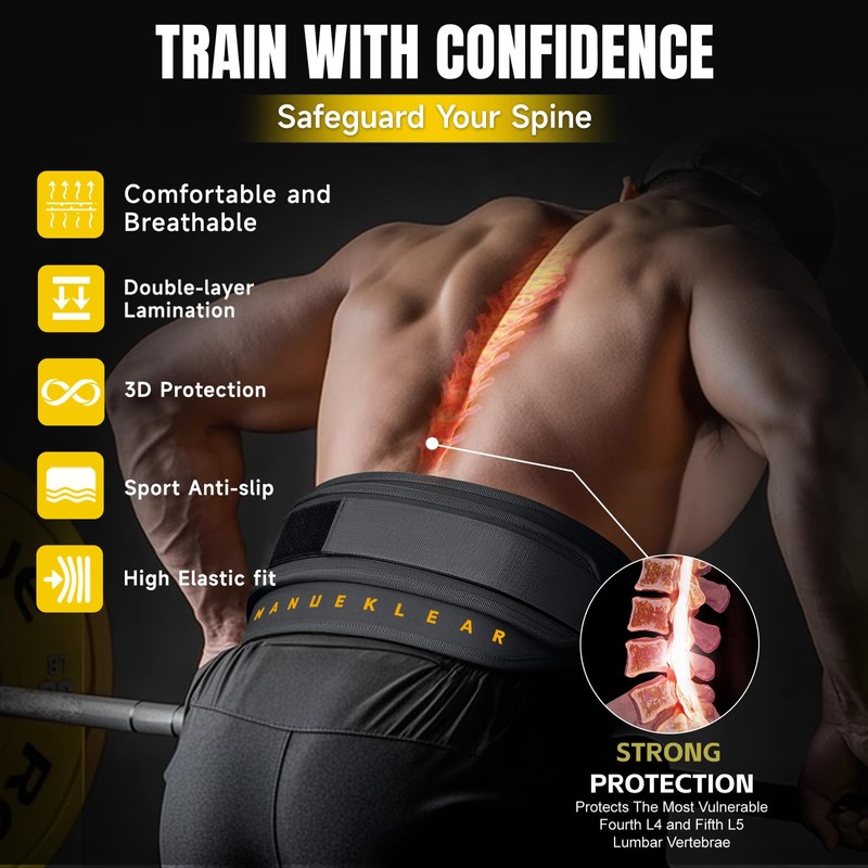 MANUEKLEAR 2-in-1 Dip Belt, Double-Layer Weight Lifting Belt