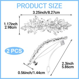 Lekgavd 2PCS Bridal Rhinestone Hair Clips for Wedding, Silver Crystal Pearl Decorative Barrettes, Sparkle Rhinestone Hair Accessories for Women, Brides for Parties, Daily Use -2 Styles