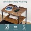 Segawe 2PCS Nightstands 2 Tier End Table with Charging Station