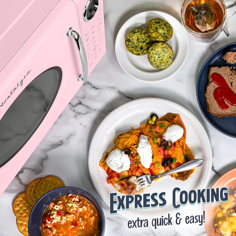 Nostalgia Retro 1000W Microwave Oven 1.1 Cu Ft Capacity –