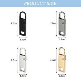 TRKETK 12 Pcs Zip Pull Spare Zipper Pull Removable Metal Zipper Pull Tabs Replacement Zipper Pull Zipper Pulls Replacement Repair Kit for Luggage Clothing Suitcase Purses Zipper(4 Colors)