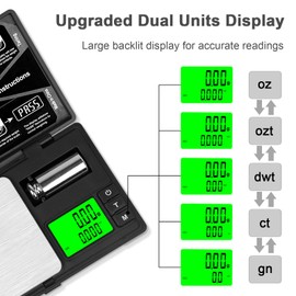 Fuzion Gram Scale Digital Pocket Scale, CASH-200 x 0.01g Digital Grams Scale, Jewelry Scale, Small Food Scale Mini Gram Scale with Dual Display, Calibration Weight