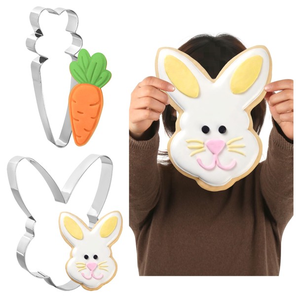 2pcs Extra Large Easter Cookie Cutters, 8 Inch Bunny Rabbit