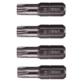 VEGA T27 TORX Security Star Bits. Professional Grade ¼ Inch Hex Shank TORX T-27 S2 Steel 1" Security Star Bits. 125TT27A-4 (Pack of 4)