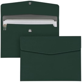 Toplive Document File Folder, Waterproof Thin PU Leather A4 Envelope Folder File Document Organizer Storage Case, Filing Envelope Folder with Magnetic Closure, Dark Green