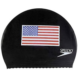 Speedo Unisex Swim Cap Latex - Flag Black, One Size