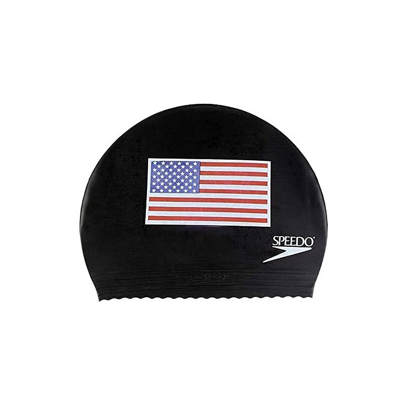 Speedo Unisex Swim Cap Latex - Flag Black, One Size