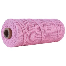 Premium Macrame Rope, 2/3/4/5mm 100M(109Yards) Macrame Cord Thick Natural Cotton Cord Yarn Macrame Rope, Twisted Soft Cotton Cord, Satin Nylon Trim Cord and Rattail Silk Cord (3mm, Light Pink)