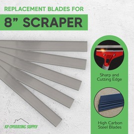 8" Replacement Floor Scraper Blades 5 -Pack - Angled Demolition Scraper Blades for Efficient Flooring Removal and Demolition Razors - Compatible with Telescoping Floor Scrape - by KP Operating Supply