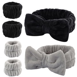 YIFVNGHUI Wrist Towels for Washing Face Spa Wristbands Headband for Washing Face Microfiber Quick Dry Absorbent Wristbands Face Wash Headbands for Women 6PCS(Black&Grey)
