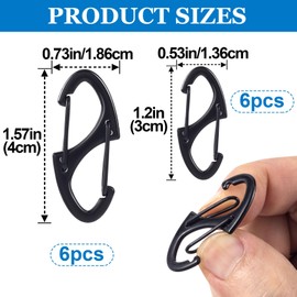 HINZIC 6pcs Anti Theft Zipper Locks, S-Shape Dual Opening Theft Deterrent Clasps, Zipper Clips Replacement for Backpacks Luggage Clothing Traveling Outdoor Sports- Black
