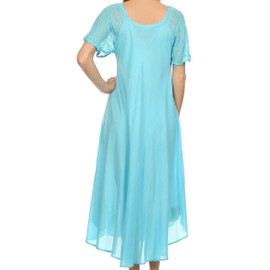 Sakkas 14610New - Kai Palm Tree Caftan Tank Dress/Cover Up - Turquoise - One Size Regular