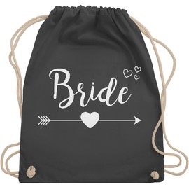 Shirtracer - JGA stag party women - bride heart arrow - gym bag and fabric bag made of cotton, 2 Dark Grey, Einheitsgröße