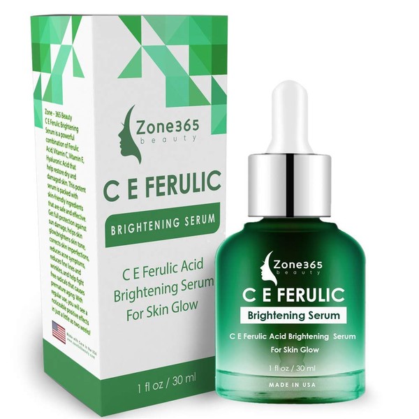 Zone - 365 Brightening Serum with Vitamins C and E, Ferulic and Hyaluronic Acid to Correct Skin Imperfections