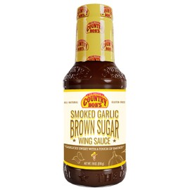 Country Bob's Smoked Garlic & Brown Sugar Wing Sauce - Savory Blend of Garlic, Sweet Brown Sugar, and Hickory Smoke - Ideal for Wing Lovers! Made with Tomato, Garlic Powder, Vinegar, and More - 18 oz