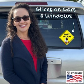 Stickios Baby in Car Stickers for Boys (2-Pack) - Paint-Safe, Removable, Non-Magnetic Baby Safety Stickers for Cars & Windows - Baby Astronaut (2 Vinyl Decals)