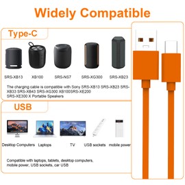 USB C Cable Compatible with Sony SRS-XB13 SRS-XB23 SRS-XB33 SRS-XB43 SRS-XB100 SRS-XG300 SRS-XE200 SRS-XE300 SRS-NS7 SRS-NB10 Speaker, USB A to C Cable, 3.3ft