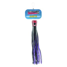 C&H, AlienXL Lure, Black Foil/Purple Skirt, Concave Head, Hologram Eye, 10.5 in / 22.6 cm