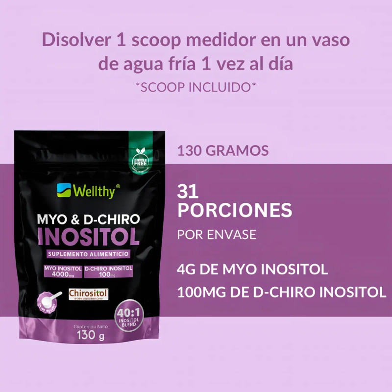 Myo Chiro Inositol 130gr Wellthy Chirositol Sabor