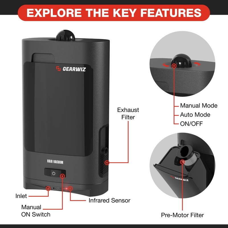 Gearwiz 1400W Touchless Automatic Vacuum Dustpan – Motion Sensor Hands-Free