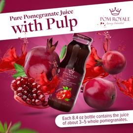 Pure Pomegranate Juice with Pulp, 8.4 Ounce Glass Bottle (Pack of 15), Cold Pressed Juice, Not from Concentrate, Non-GMO, No Sugar Added, Gluten Free, Kosher Certified, Preservative Free