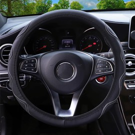 Muamos Elastic Stretch Steering Wheel Cover Universal 15 inch Steering Wheel Covers Soft Microfiber Leather Breathable Anti-Slip Durable Car Accessories Fit for Suvs, Vans, Trucks - White