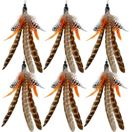 TIENAILING TIENAILING Cat Feather Toys Refills, 6 Pieces Handmade Da Bird Feathers Refill, Cat Wand Replacement Feather for Indoor Cats (B)